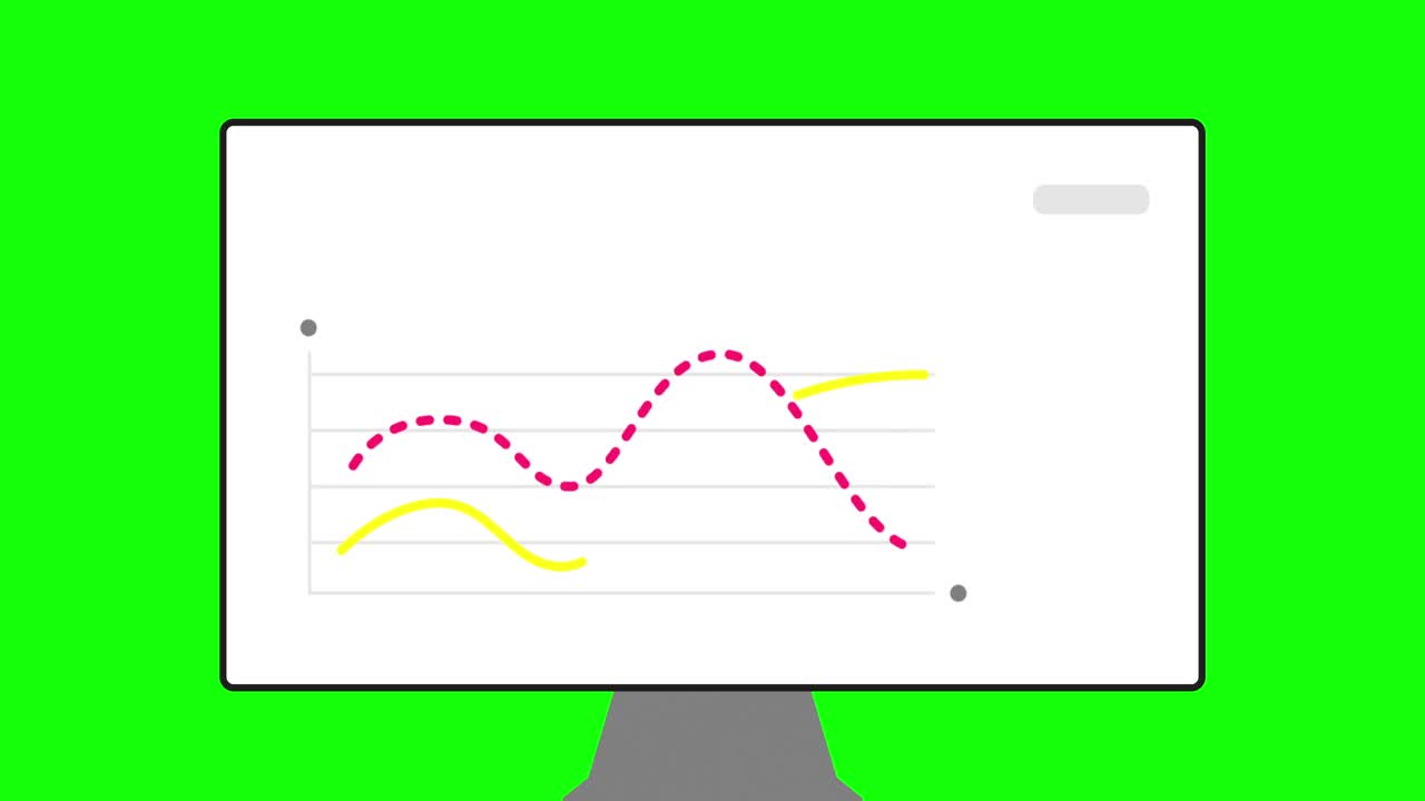 简单图形的循环动画。白色背景的动画信息图。动画图表的背景上的现代计算机显示器孤立的绿色背景。高品质的4k运动设计视频素材