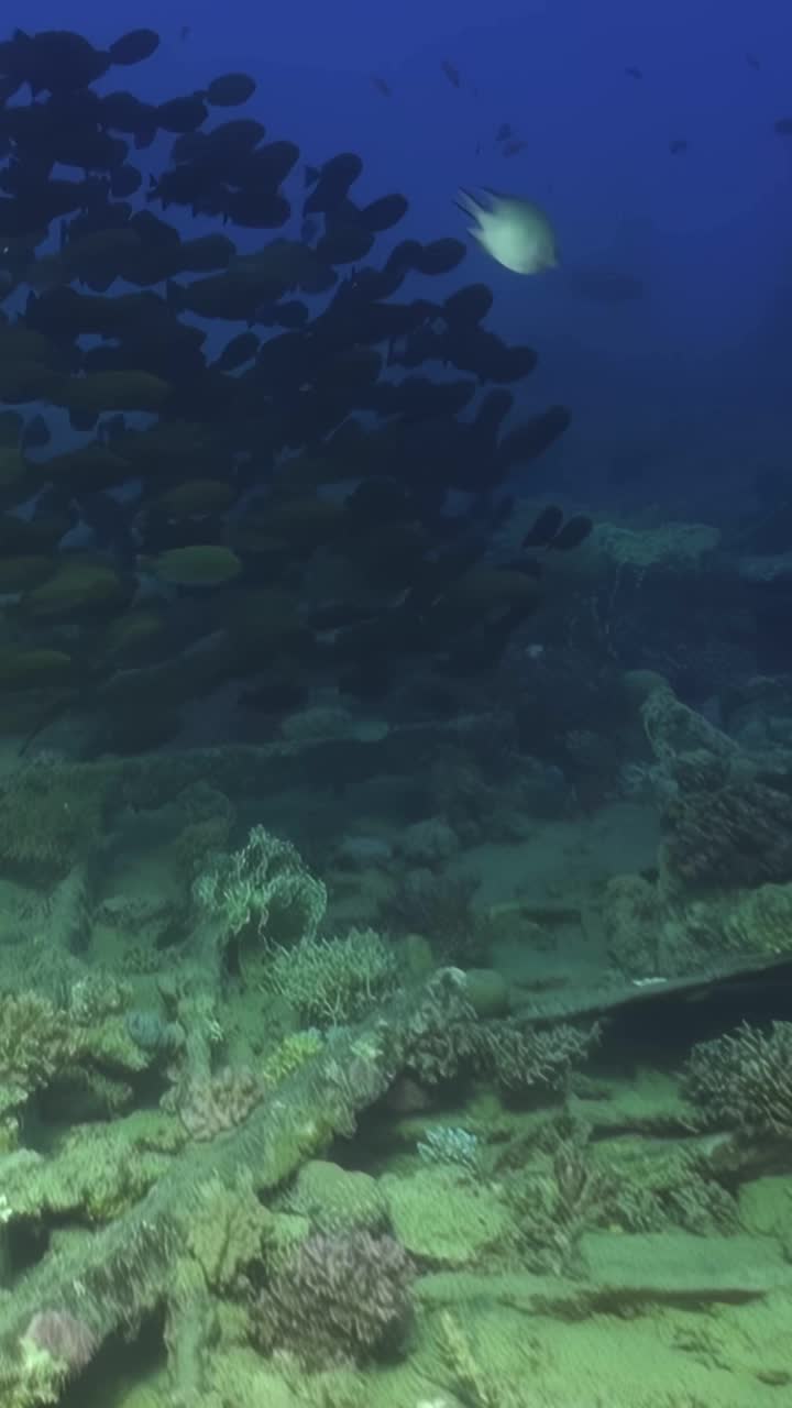 在沉船附近游泳的鱼视频下载