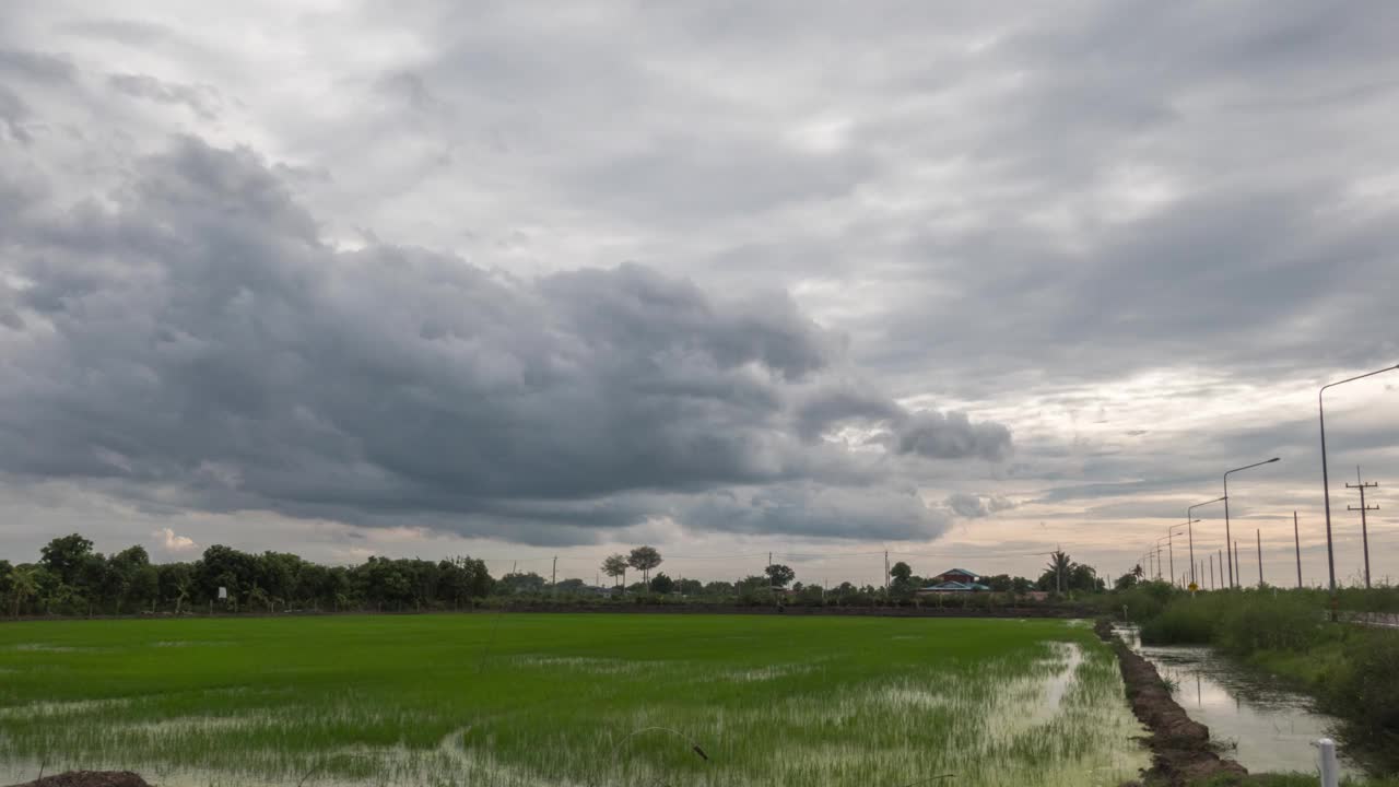 夏日蓝天上，雷暴前形成的白色蓬松云。移动和变化的云景天气。视频素材