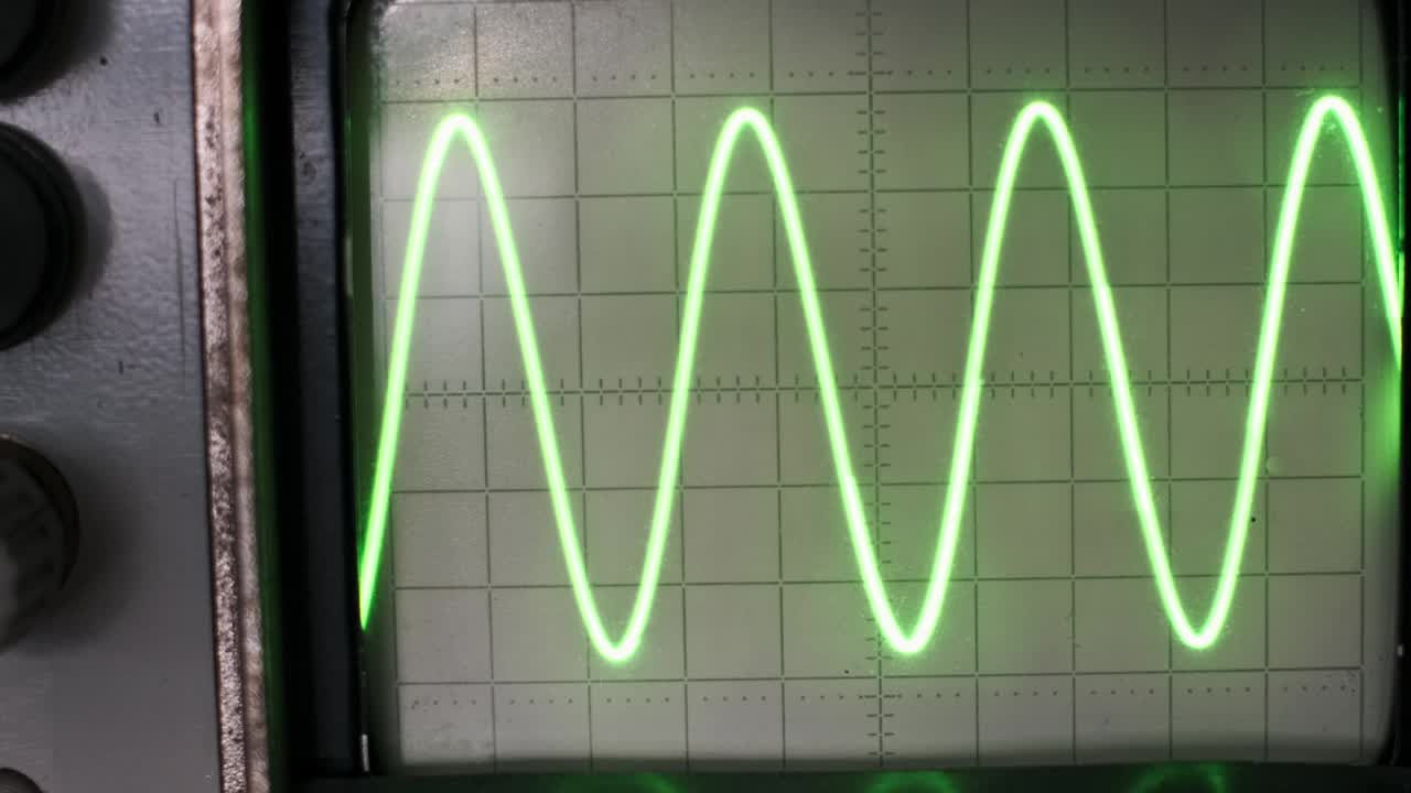 复古示波器，绿色信号显示视频素材
