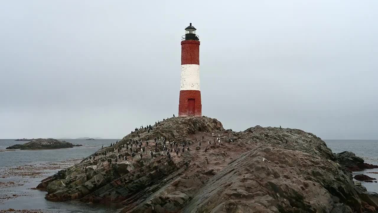 Faro les Éclaireurs阿根廷火地岛贝格尔运河乌斯怀亚的灯塔视频下载