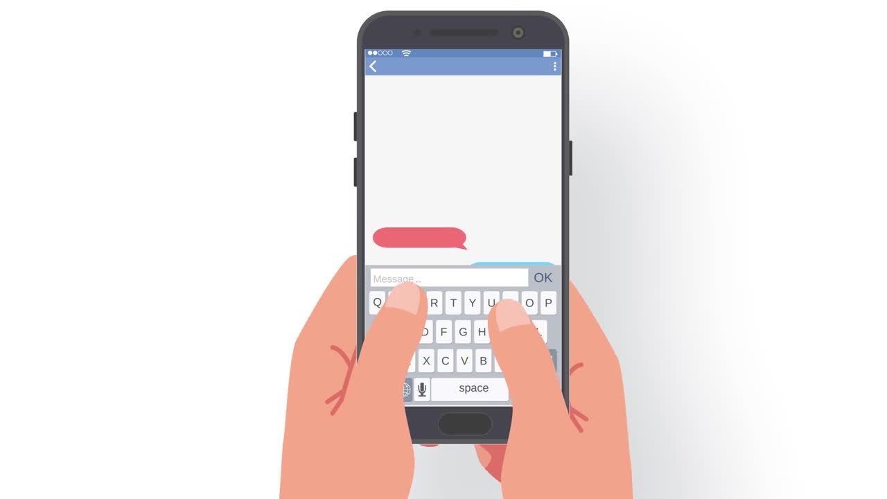社交媒体短信概念手持手机和智能手机上打字信息动画视频视频素材