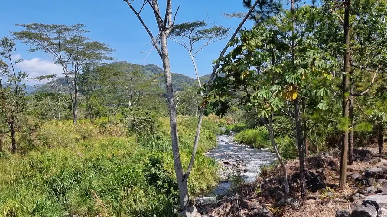 巴拿马，波奎特，热带全景与火山口溪视频下载