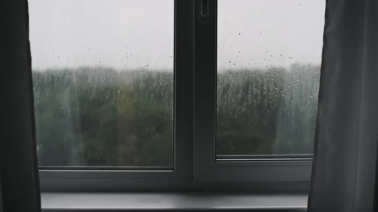 雨天窗口- 4K慢动作视频素材