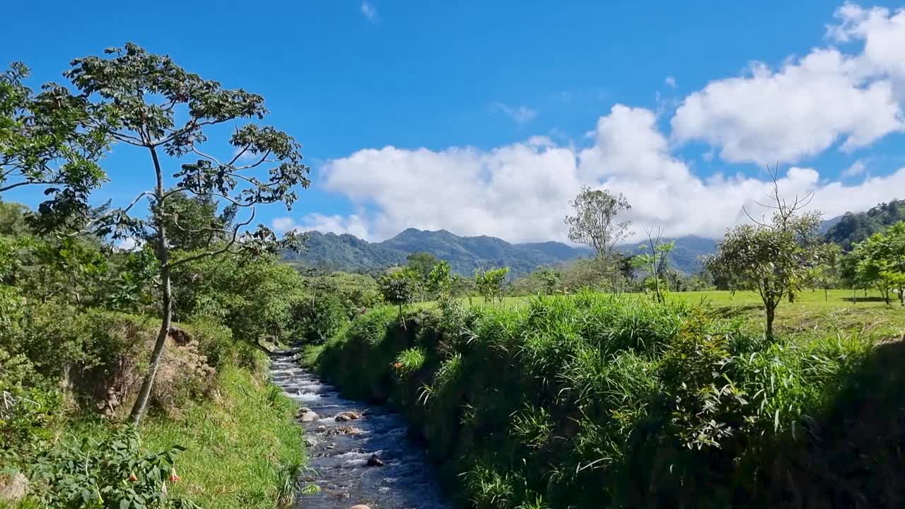 巴拿马，波奎特，穿过火山谷的小溪视频下载