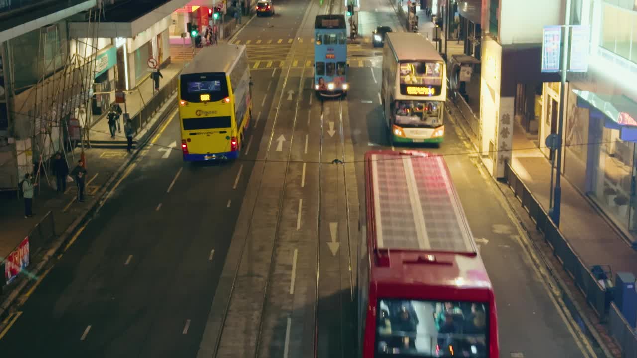 香港城市街道的夜间倾斜视频素材