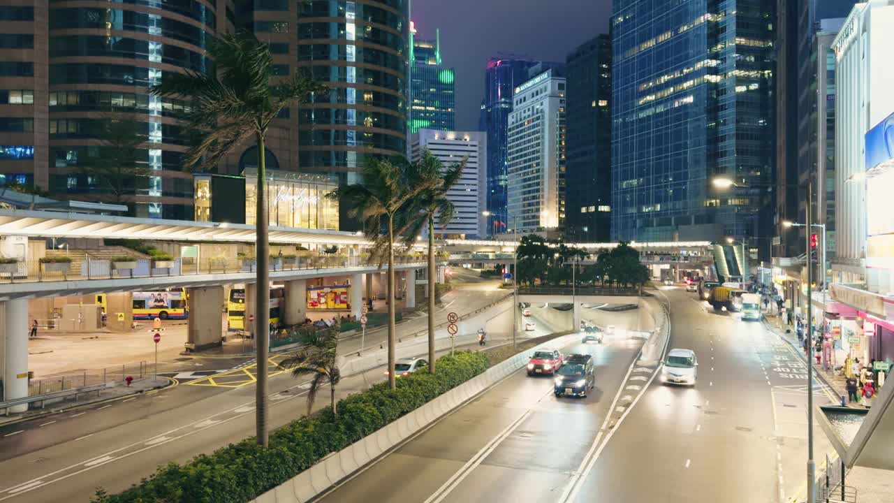 香港城市街道的夜景视频素材