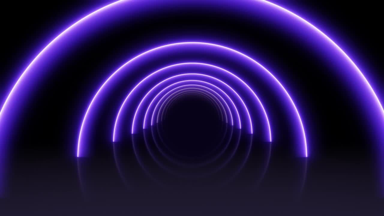 未来的半圆形隧道与发光的紫色线条视频下载