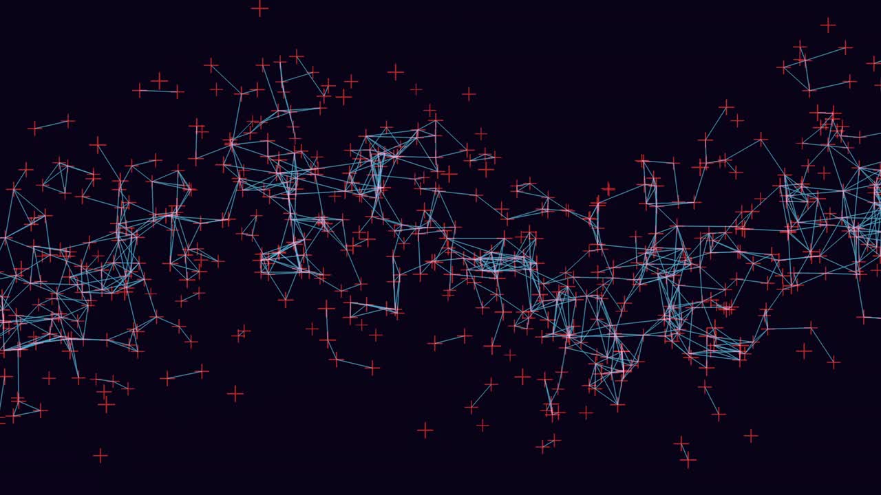 抽象网络网格复杂的网络线和点在一个黑色的背景视频素材