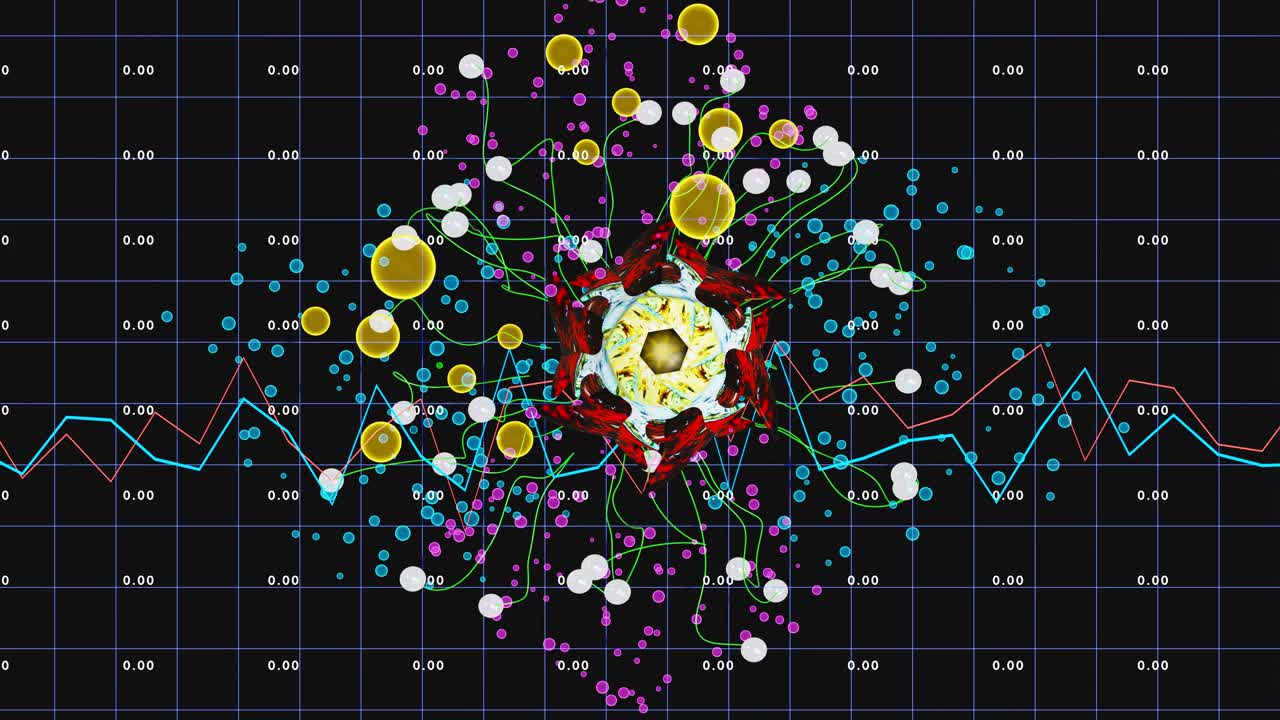 一个线形图，发光的泡泡，一朵不知名的花在绽放。视频下载