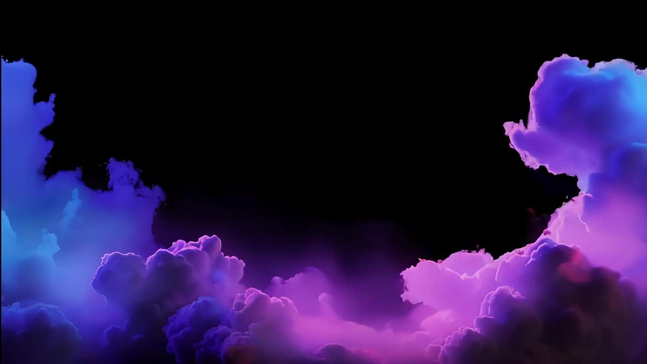 发光的粉红色和蓝色的云在黑暗的背景视频下载