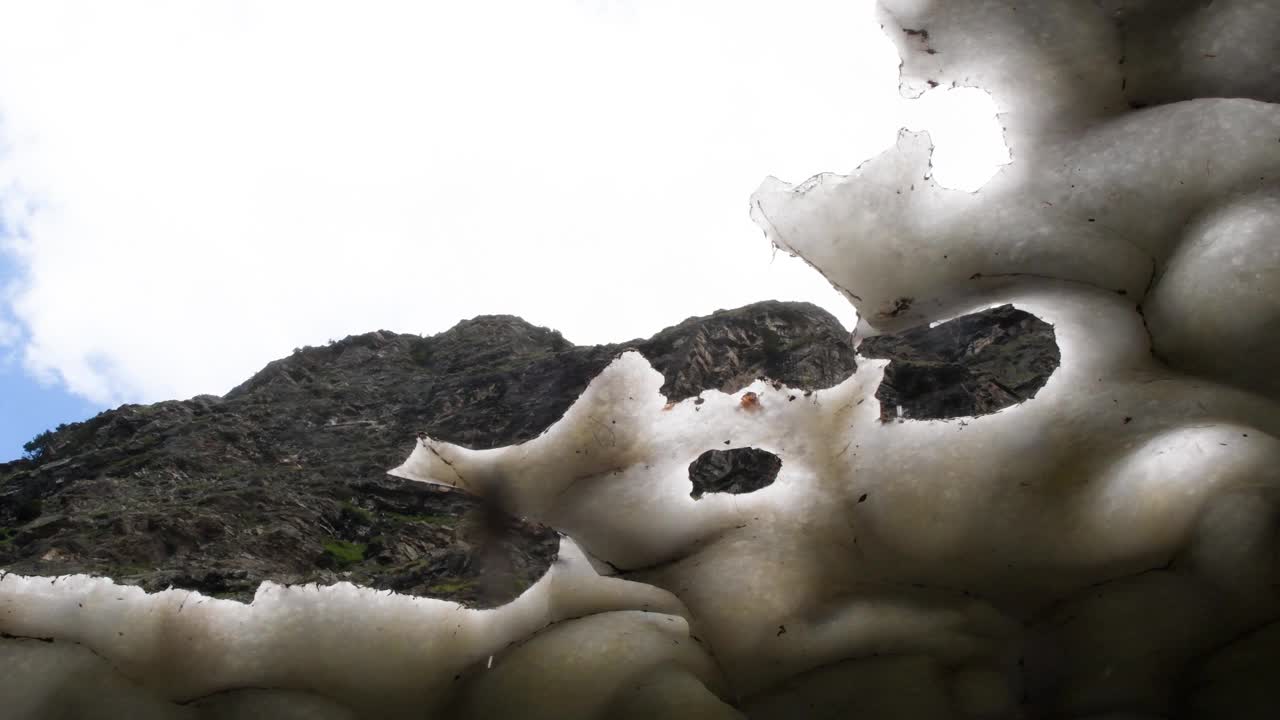 冰川边缘洞穴里的冰正在融化视频下载