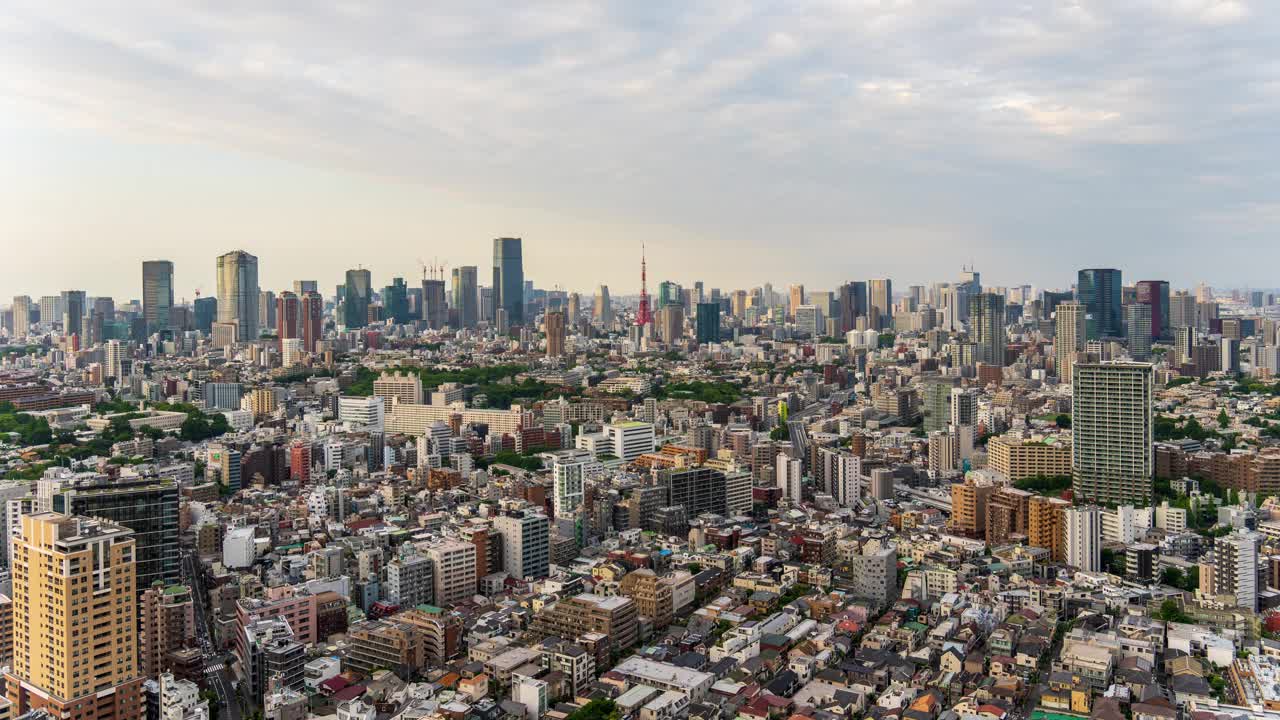 延时拍摄的东京市中心美丽的城市天际线视频素材