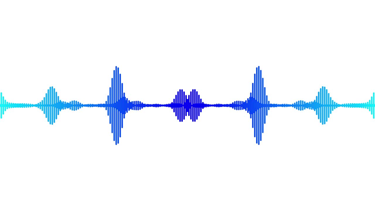 4k抽象音乐声波或音频波从孤立的白色背景。线数字极简语音和符号技术。视频下载