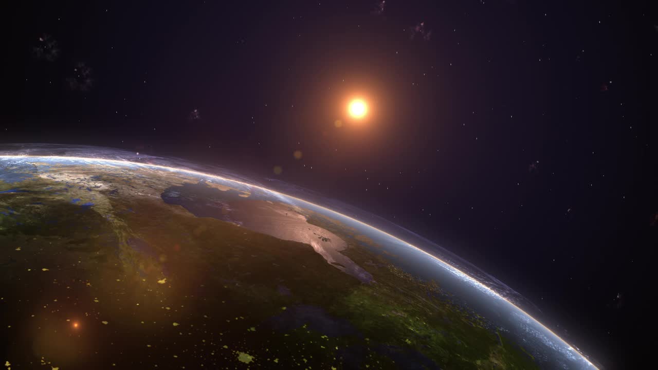 地球与陨石接近的背景视频下载