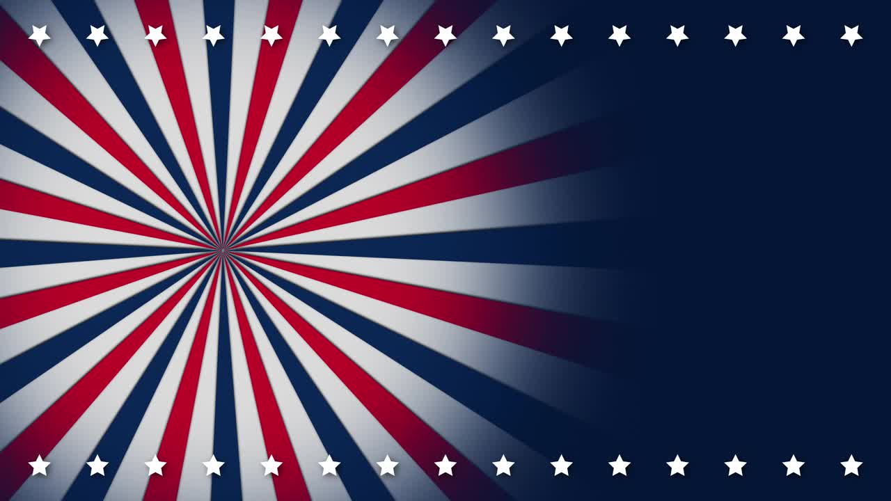 美国太阳爆发和星星动画旗帜视频下载