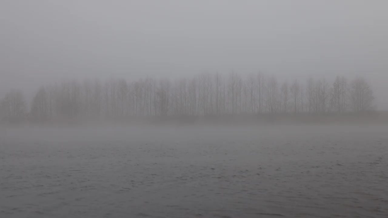 冬天湖面上有雾的一天视频素材