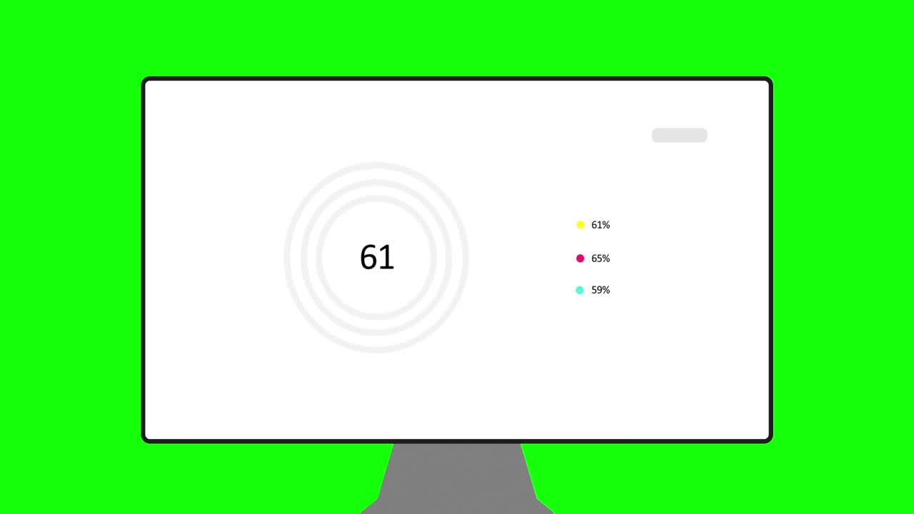 简单圆形图形的循环动画。白色背景的动画信息图。动画图表的背景上的现代计算机显示器孤立的绿色背景。高品质的4k运动设计视频素材