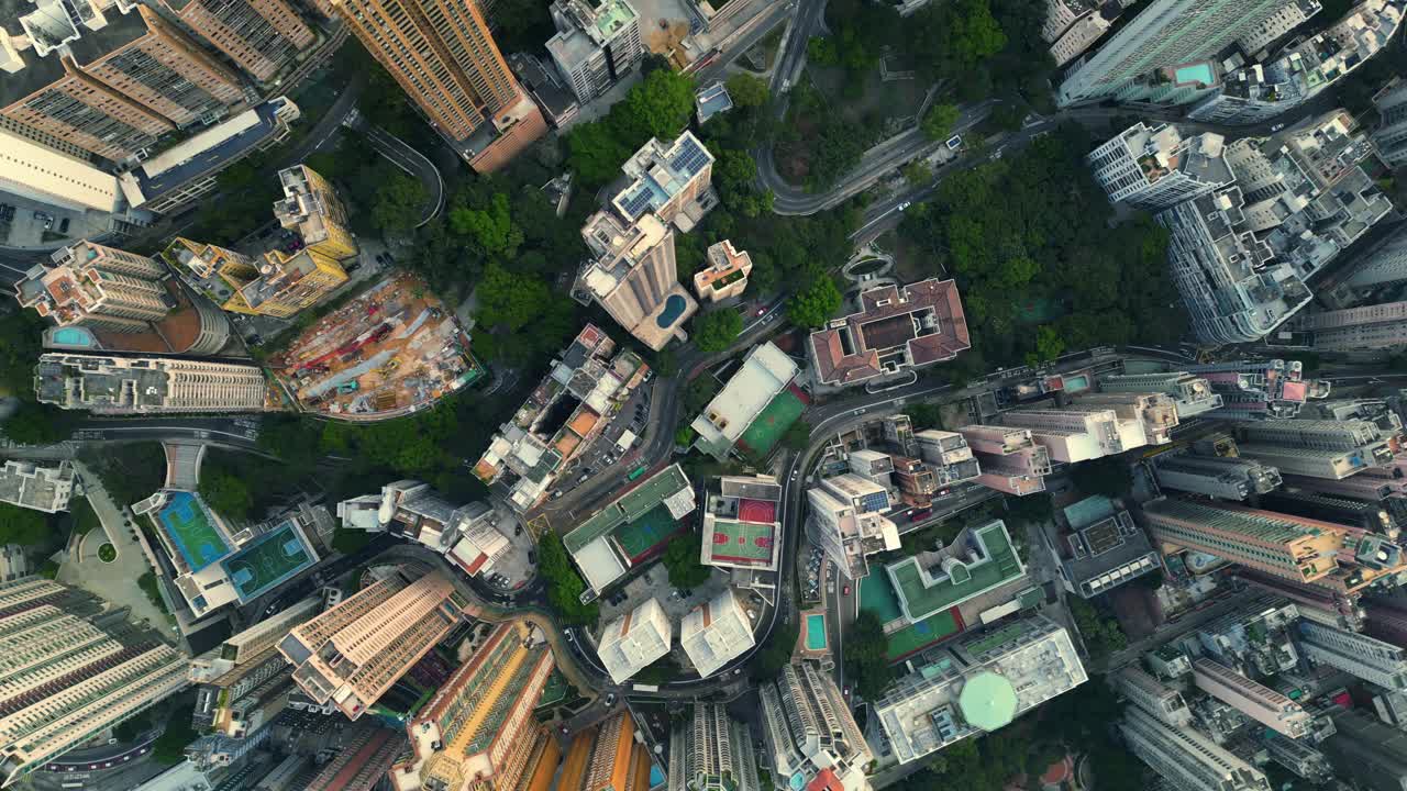 缩小香港可持续发展城市鸟瞰图视频素材