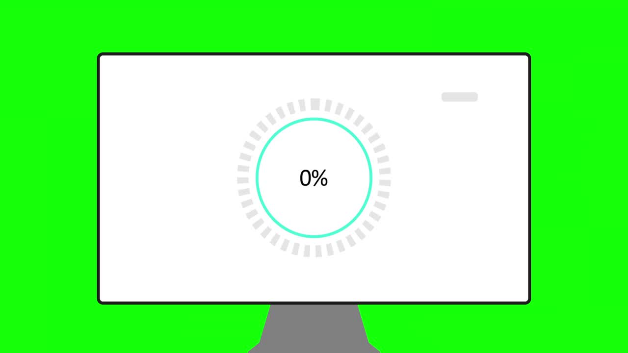 简单圆形图形的循环动画，白色背景上的动画信息图。动画图表的背景上的现代计算机显示器孤立的绿色背景。高品质的4k运动设计。视频素材