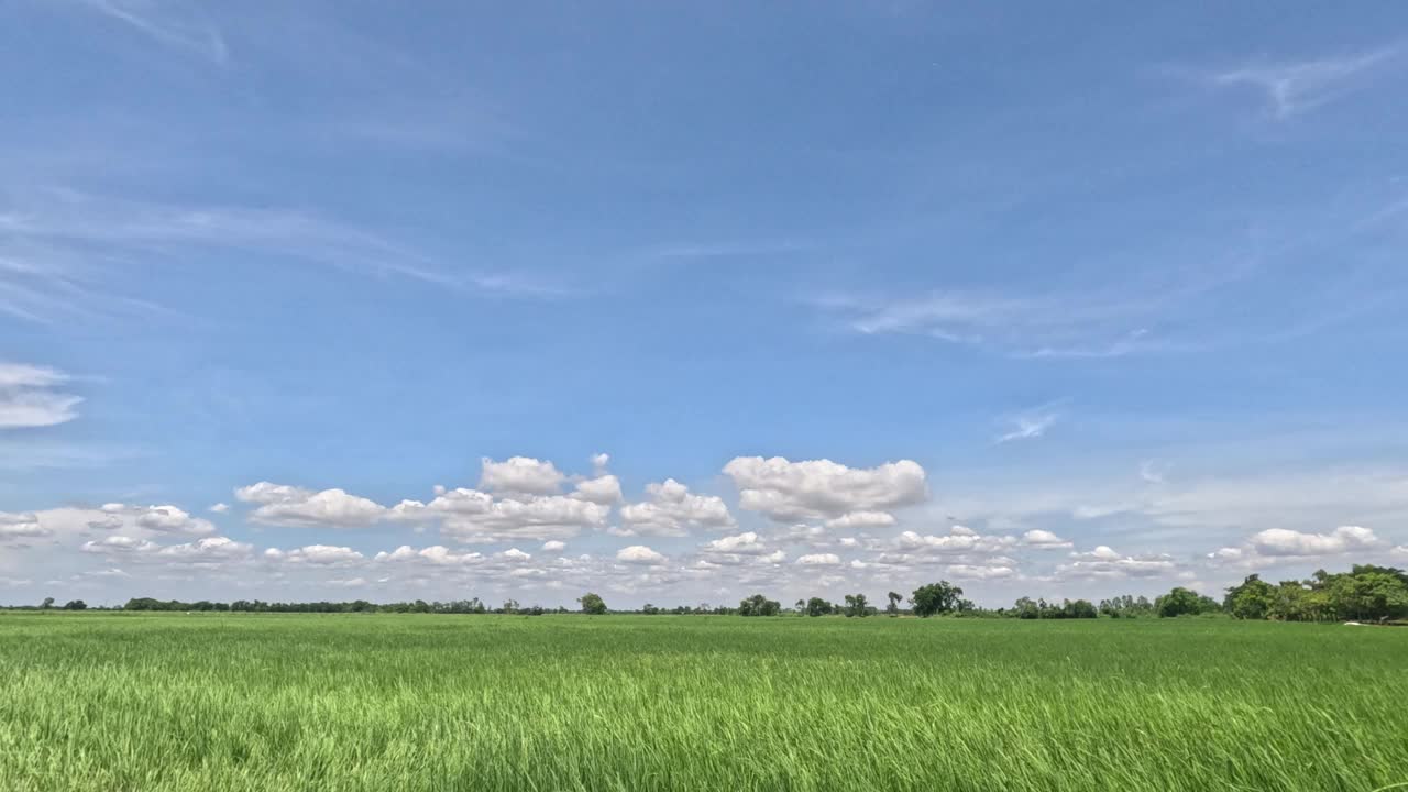 延时;碧绿的天空上漂浮着朵朵白云。视频下载