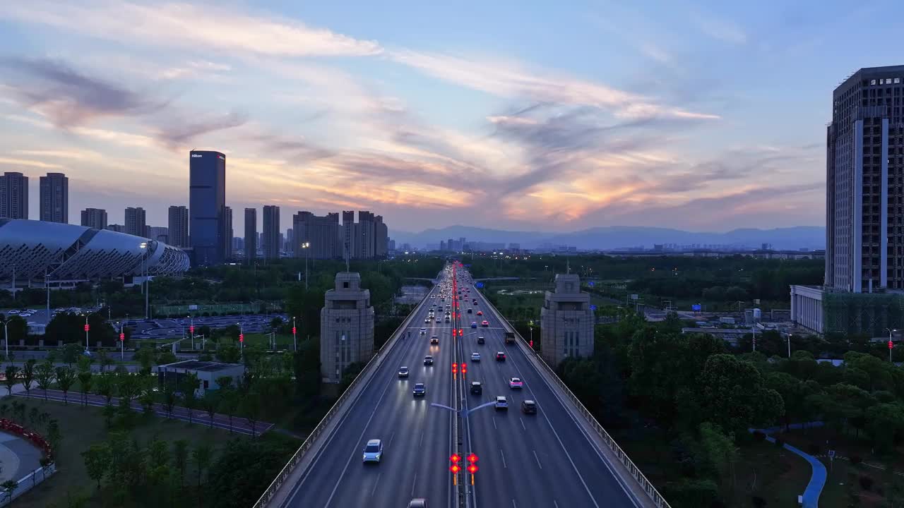 现代城市景观夜间航拍视频下载