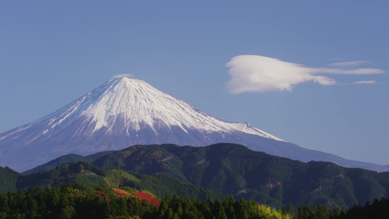 WS T/L日本静冈县富士山白雪皑皑的山峰视频下载