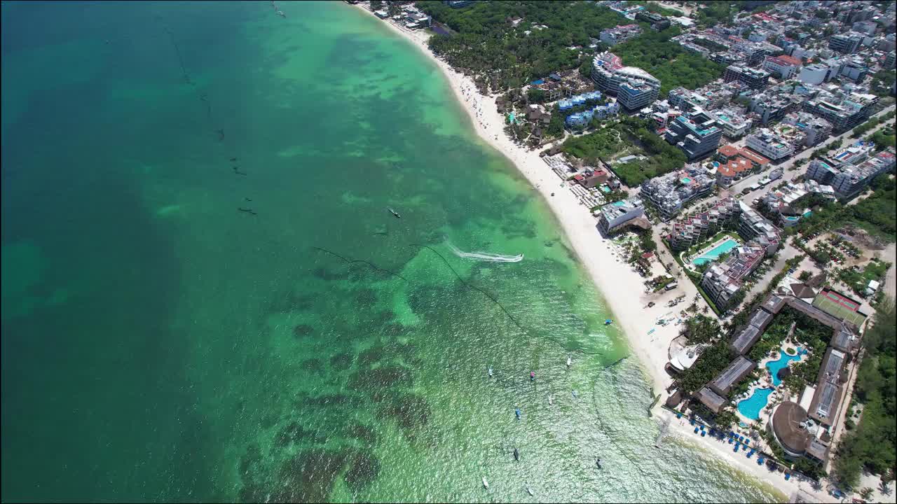 墨西哥卡门海滩鸟瞰图视频素材