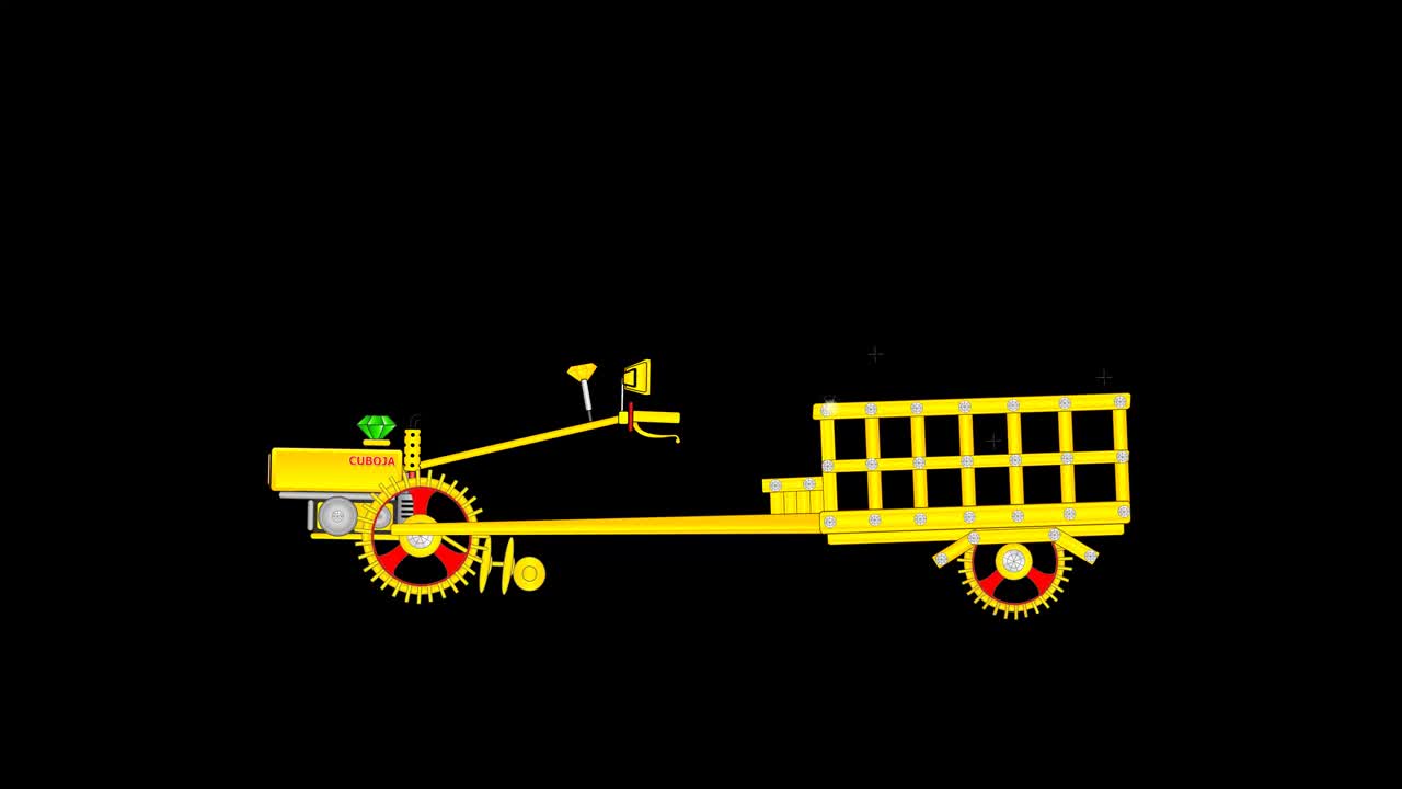 动画黄金收割拖拉机视频素材