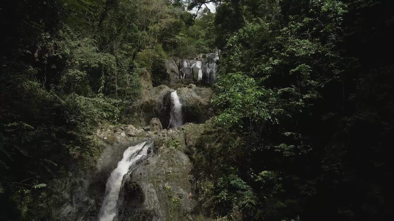 多巴哥热带岛屿上的瀑布视频素材