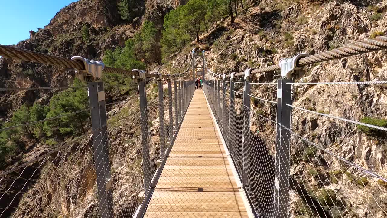 阿尔曼查雷斯河上的科尔甘特桥(Puente Colgante El Saltillo)视频下载