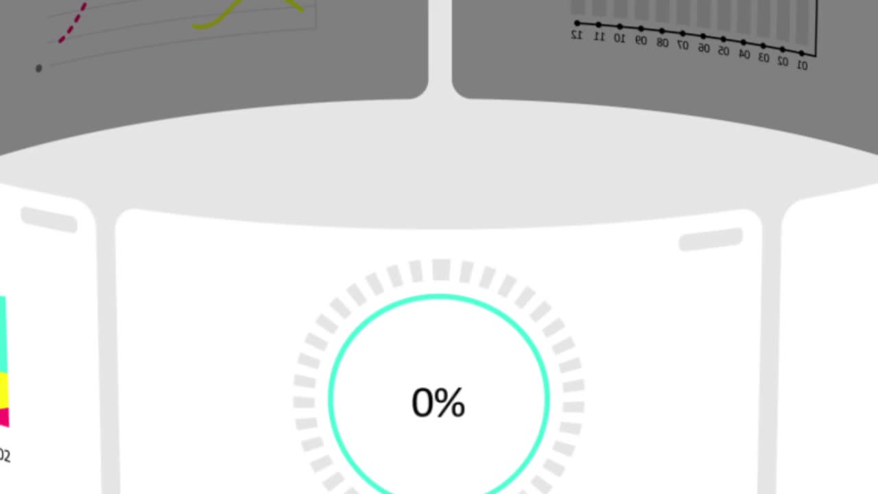 极端近距离旋转3D信息图表孤立在浅灰色背景。灰色背景的动画信息图。循环动画信息图。高品质的4k运动设计视频素材