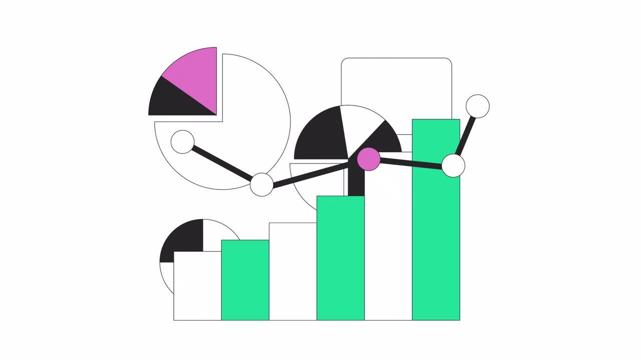 商业数据分析图表线2D对象动画视频素材