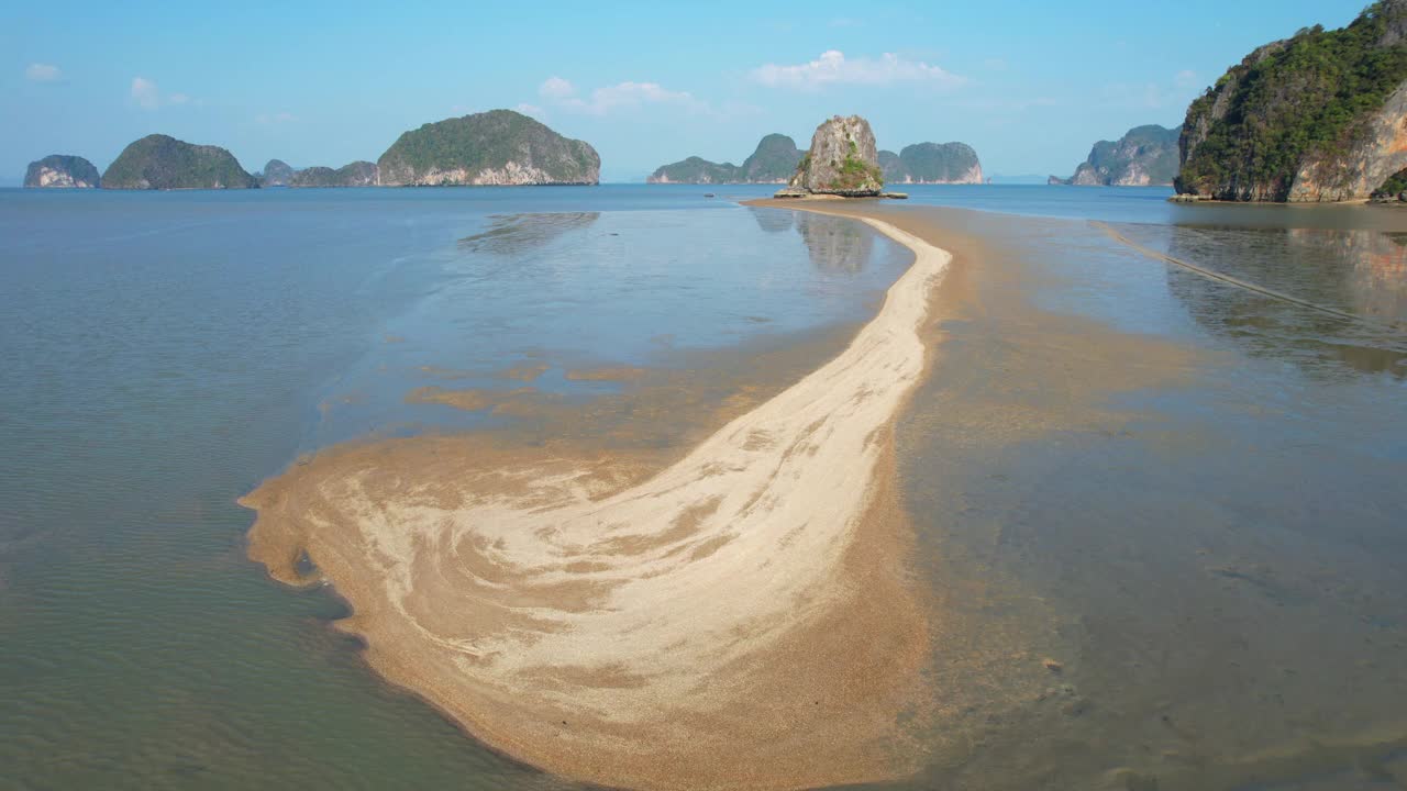 亚洲泰国南部攀牙湾和攀牙省岛屿海中央的沙丘。视频素材