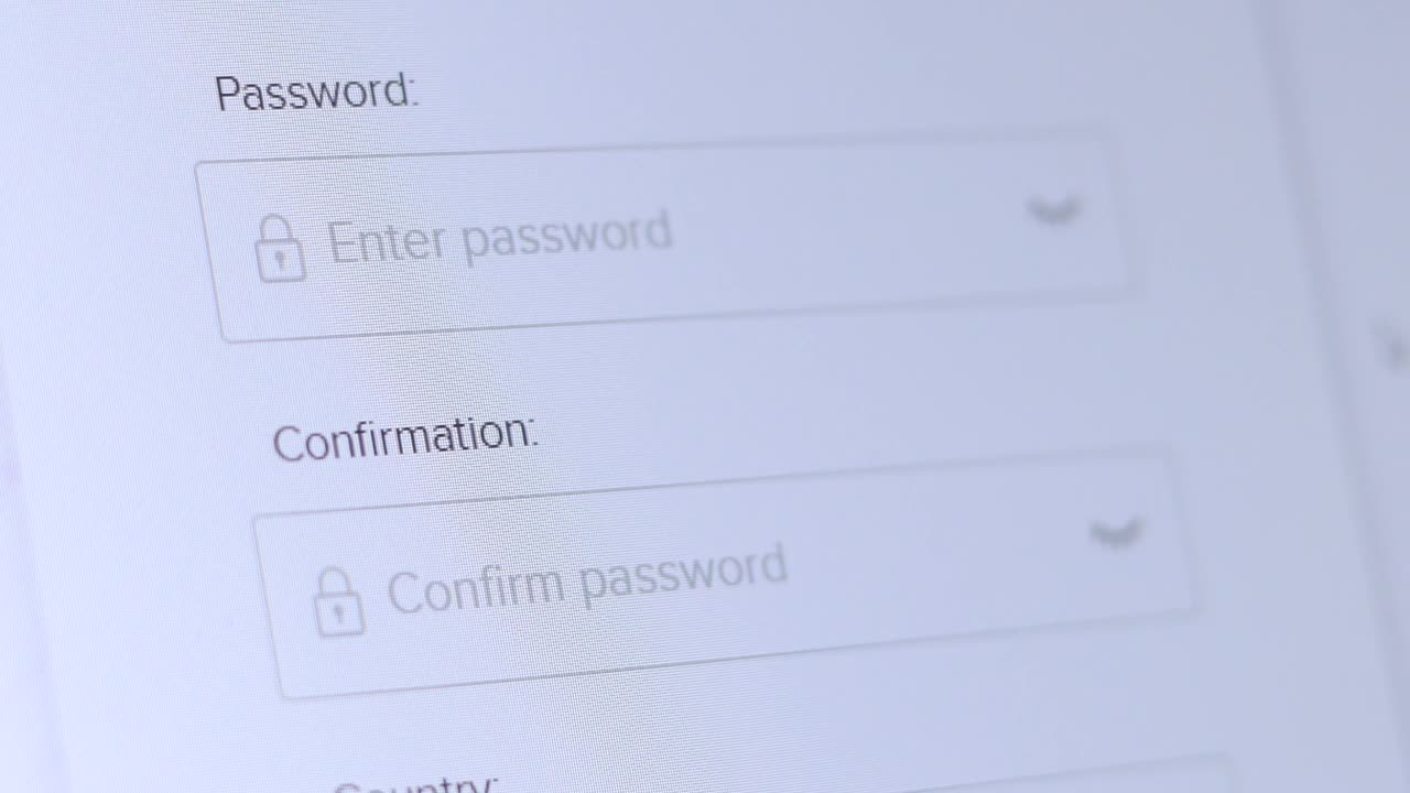在注册登录填写框输入密码视频素材