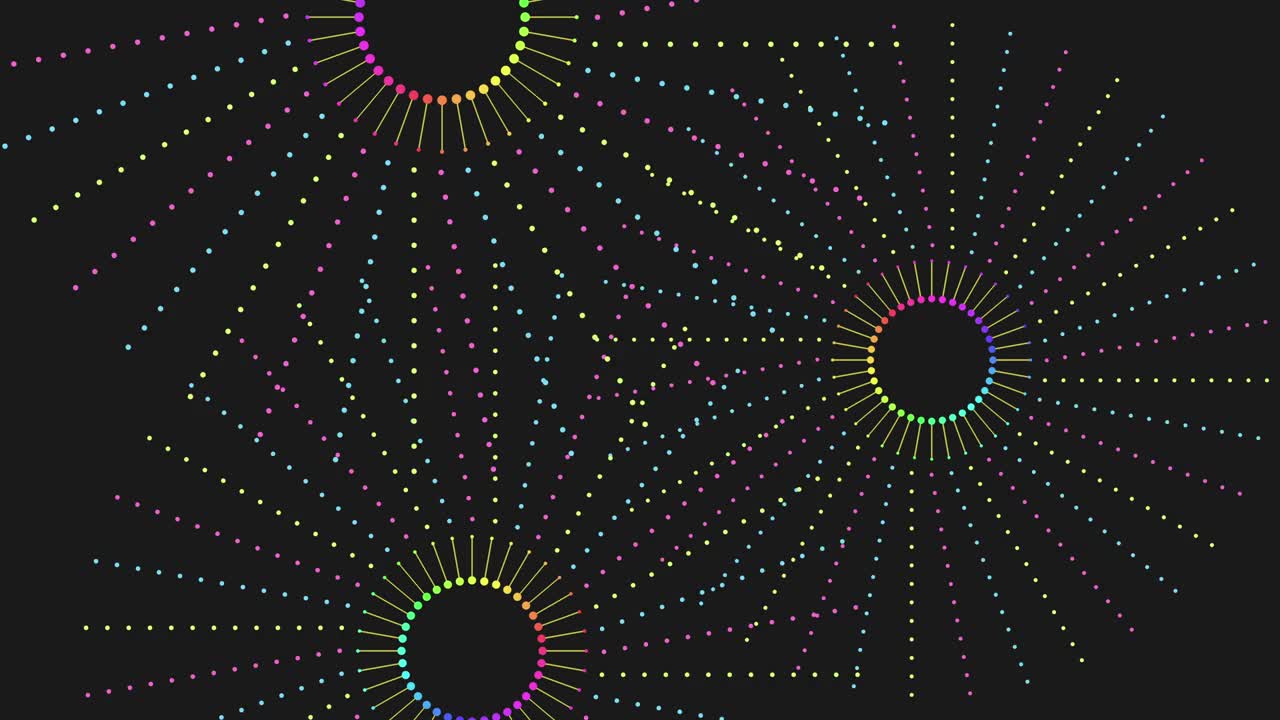 黑色背景上充满活力的圆形图案视频素材