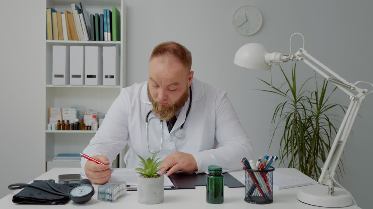 医生写了详细的处方，药丸的剂量。视频下载