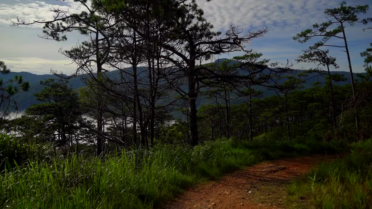 清晨的大雾笼罩着群山。视频素材