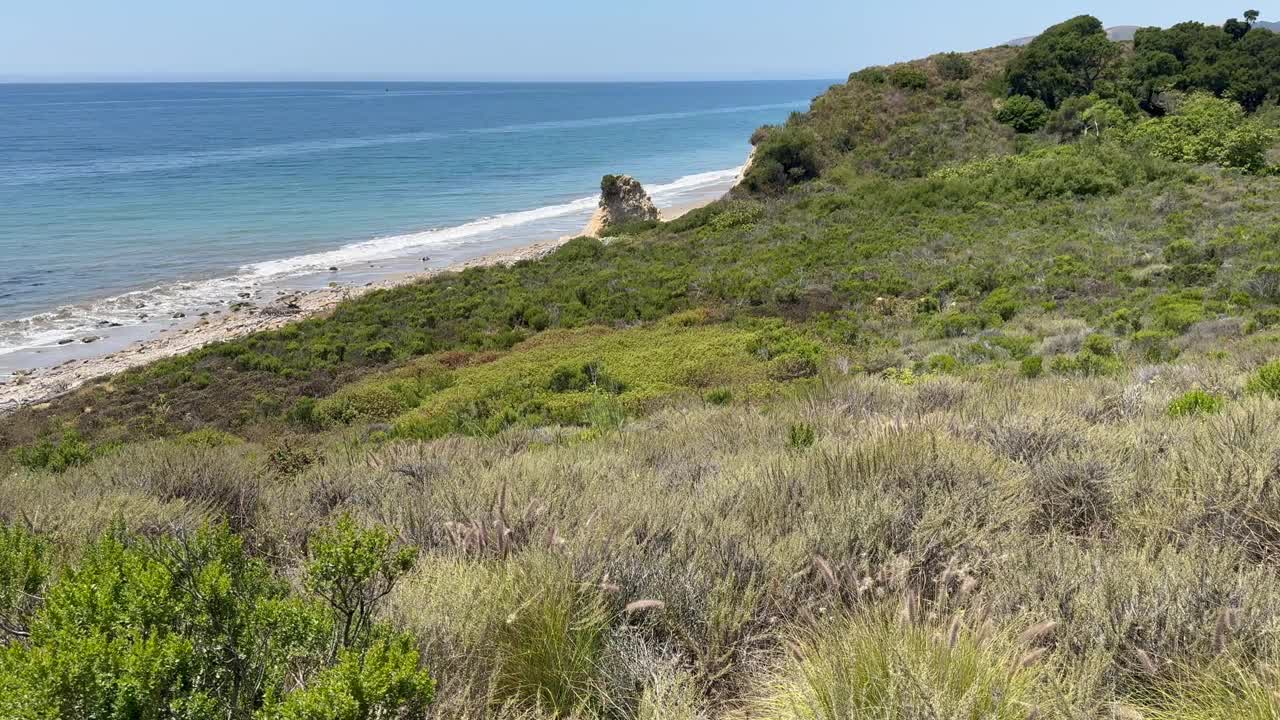 风景秀丽的加维奥塔海岸地区，圣巴巴拉西部，南加州视频素材