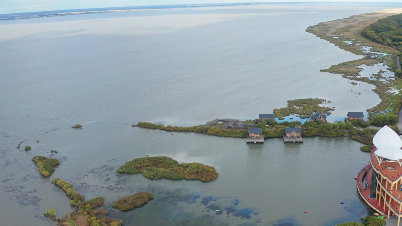 鸡西市星开湖湿地航拍图视频下载