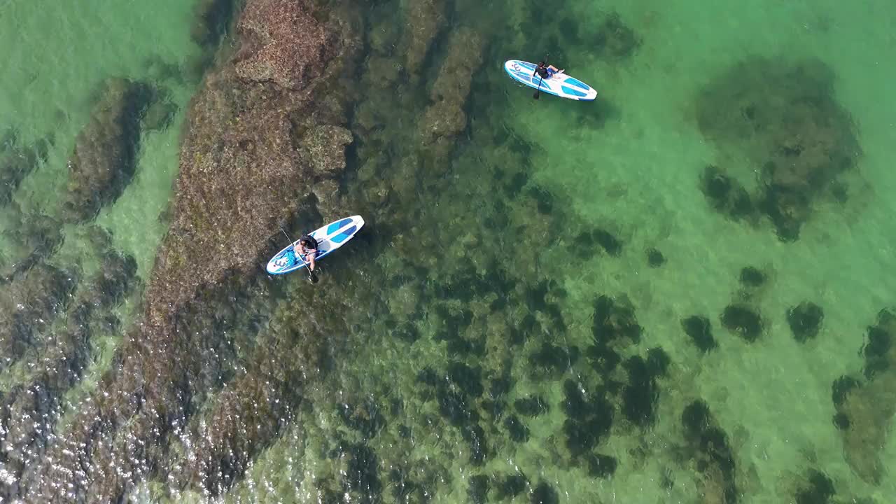 在海面上划桨冲浪视频素材