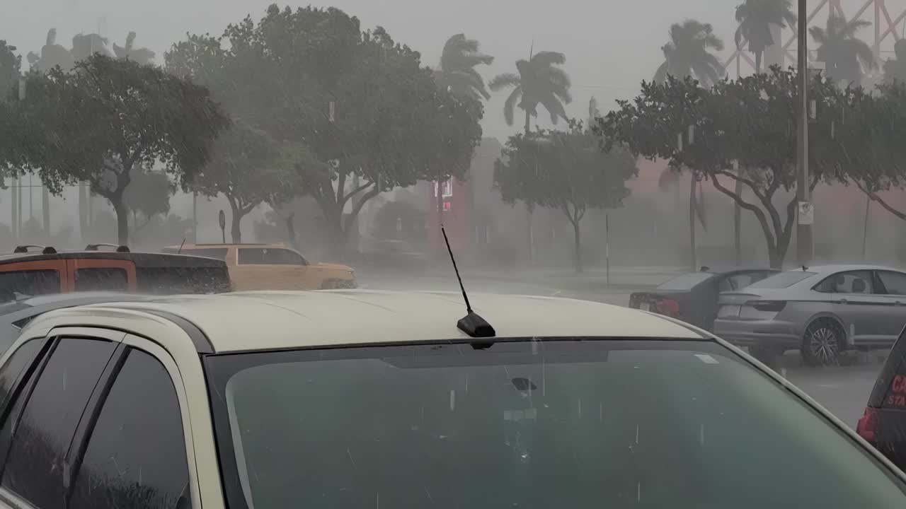 暴雨落在雷暴- 4K库存视频视频素材