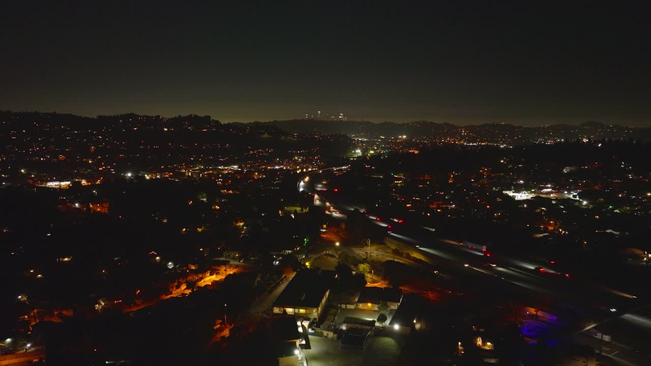 航拍洛杉矶城市景观之夜视频素材