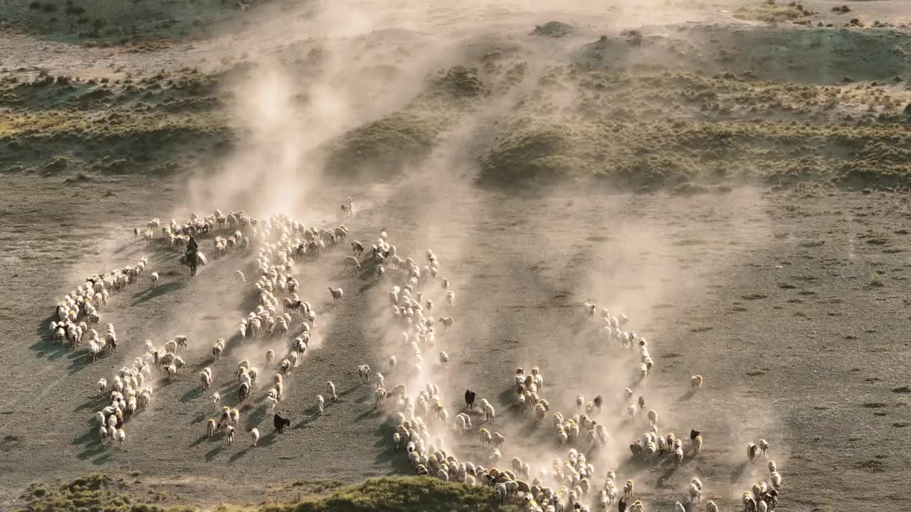 一群羊在平原上吃草视频素材