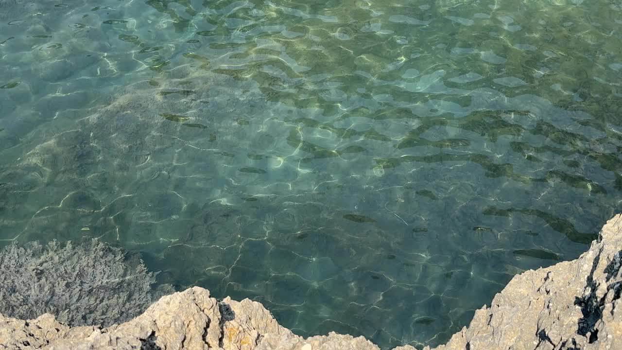 地中海沿岸碧绿碧绿的海水视频素材