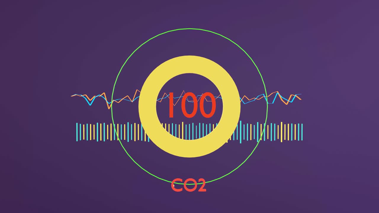 彩色运动图形和信息图表倒计时从100到0的二氧化碳减少视频下载