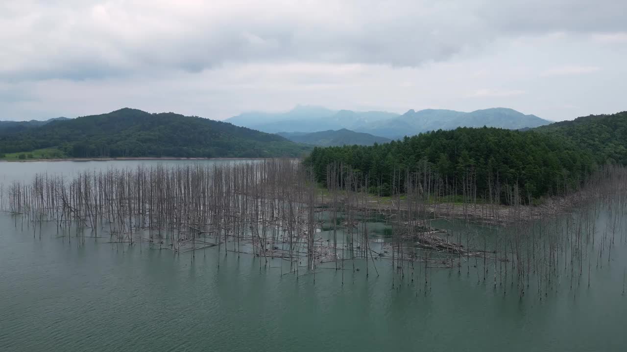 日本北海道的Yubar山和河流视频下载