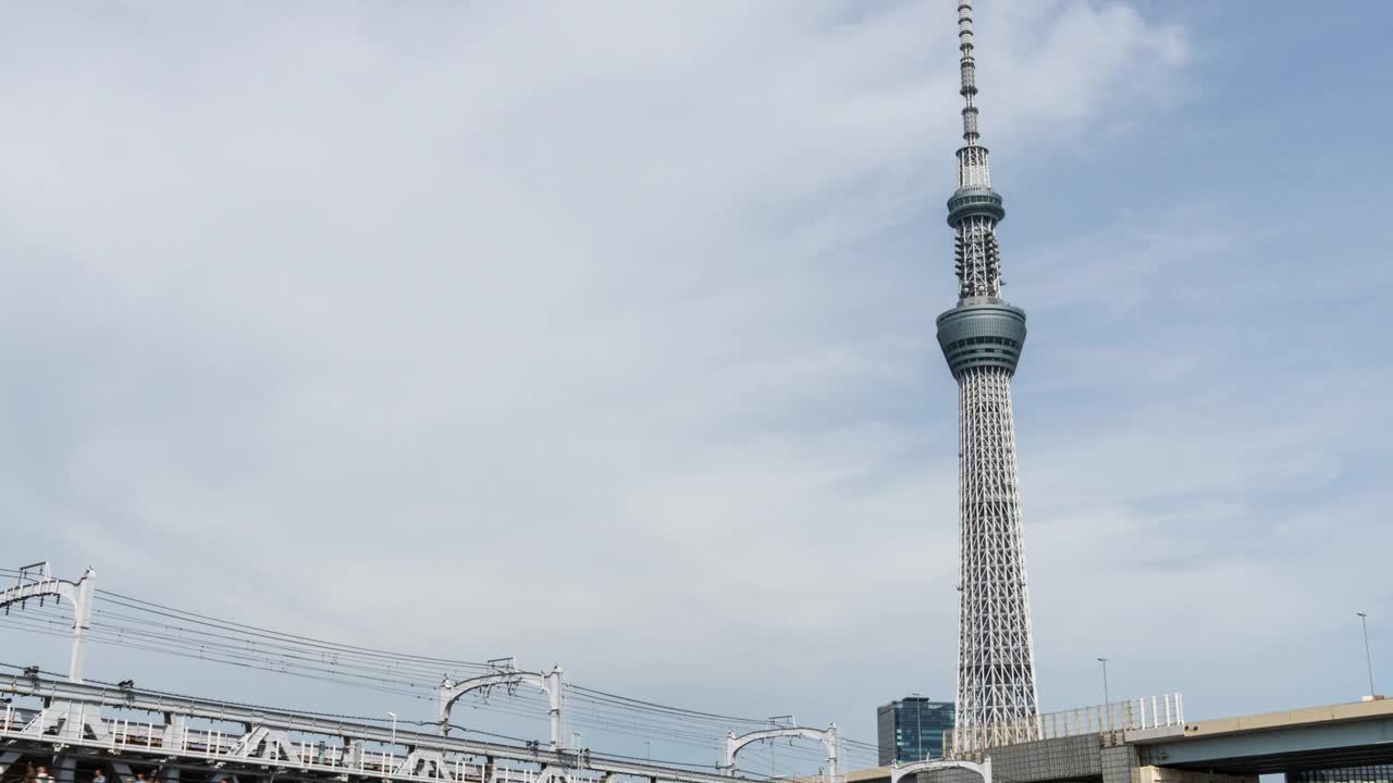 东京市中心天际线的延时拍摄，东京天空树视频素材