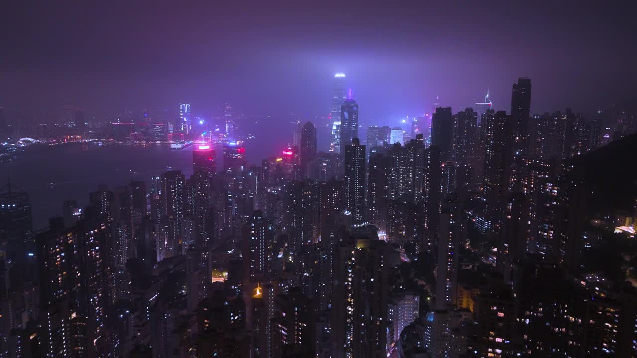 香港城市夜景鸟瞰图视频下载