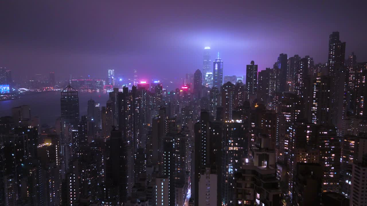 香港城市夜景鸟瞰图视频素材